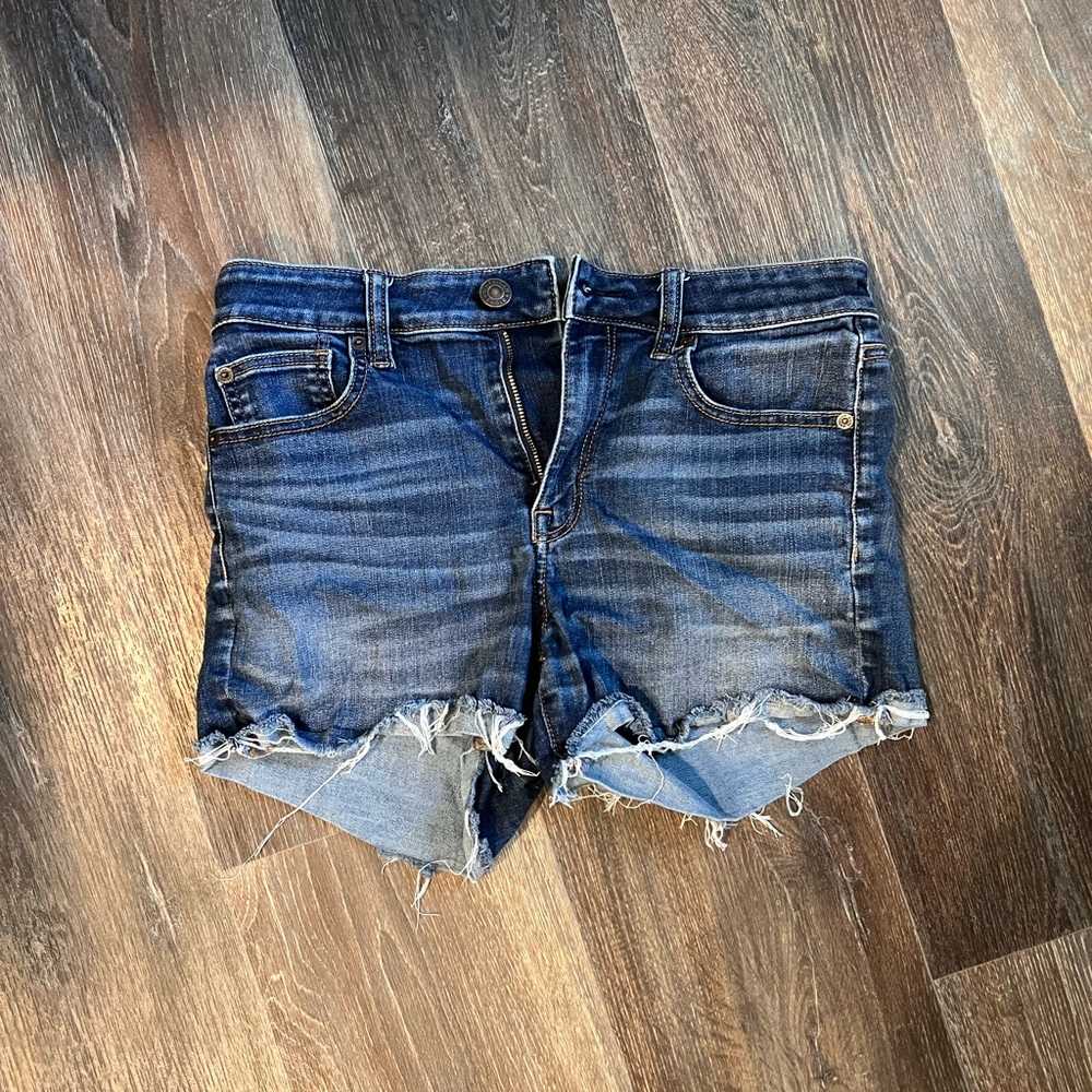 American Eagle Outfitters Blue Jean Shorts Distressed Frayed Hem